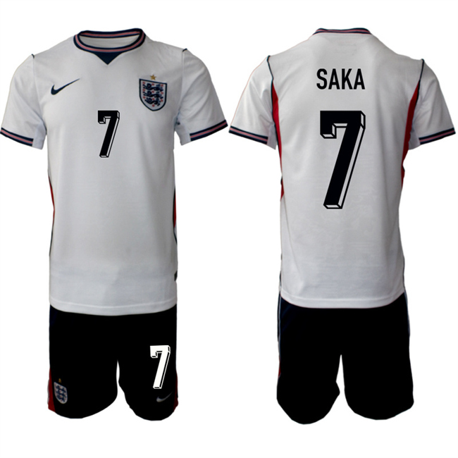 Men's White England 2026 #7 Bukayo Saka Home Soccer Jersey Suit